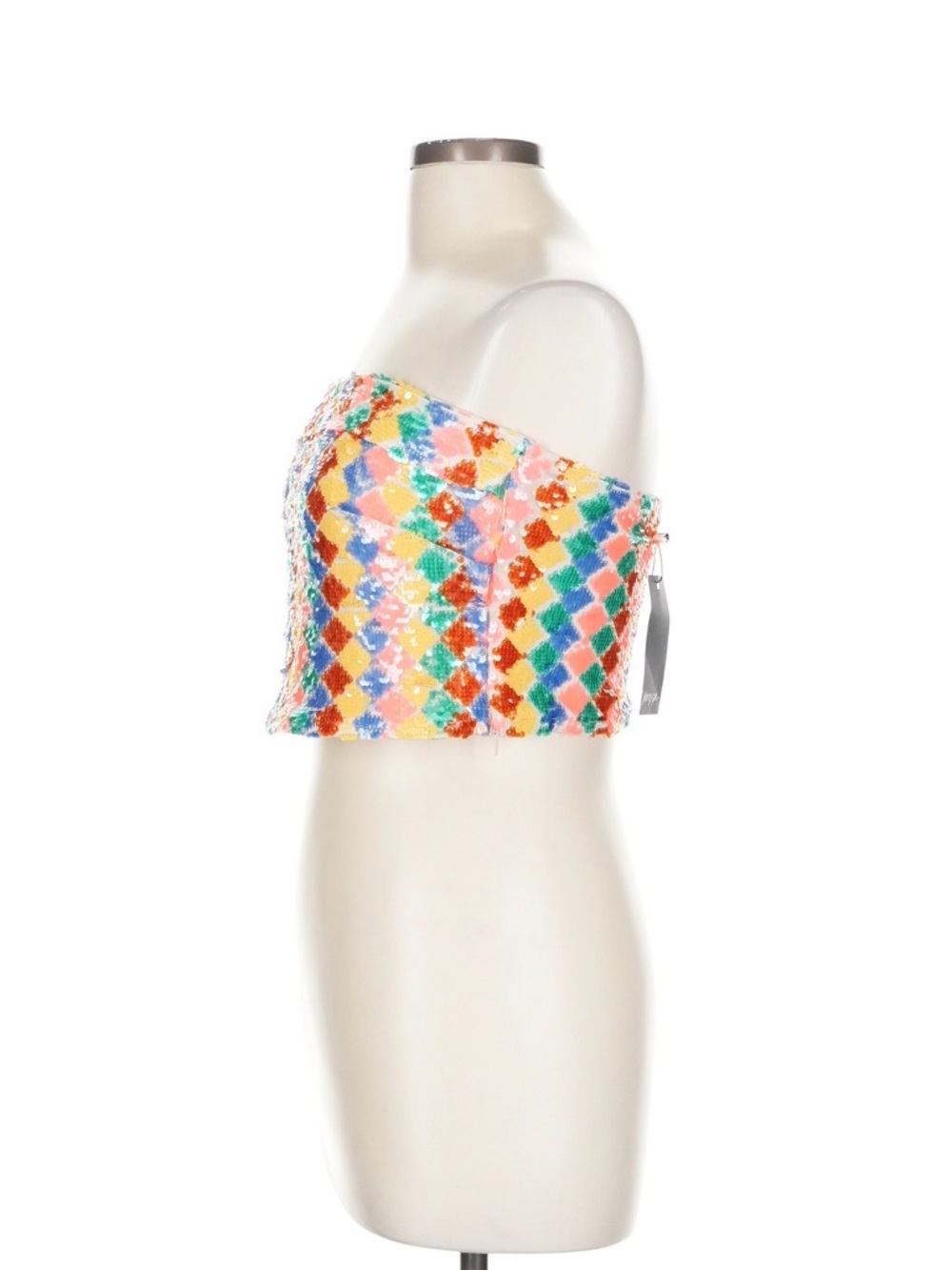 Nasty Gal ZigZag Multicolor Sequin Bustier Strapless Crop Top US10 - Picture 3 of 7